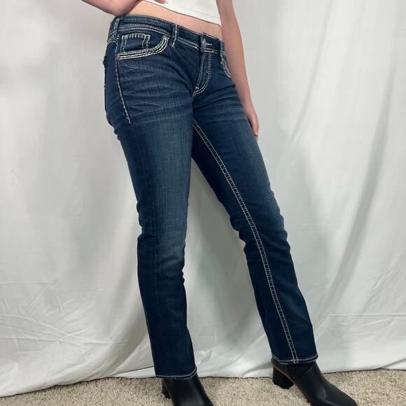 Silver Berkley Flap Low-Rise Straight Leg Jeans W29/L30 - Picture 2 of 10